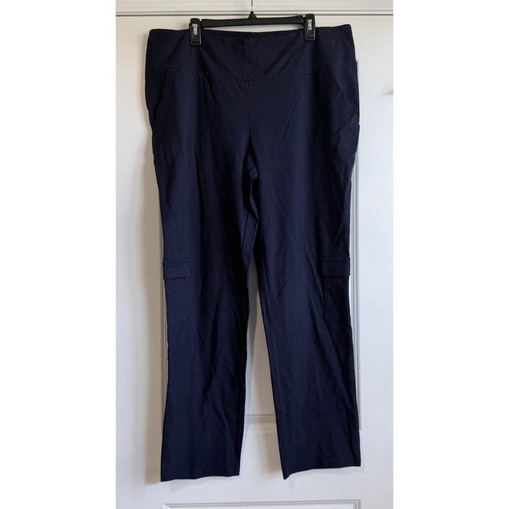 Women With Control By Renee Greenstein Navy Pull On Casual Pants Size 2X Pockets